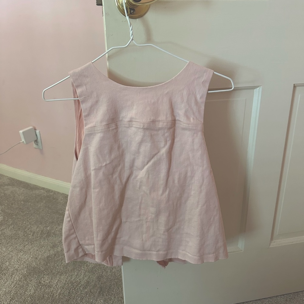 Pink Canvas Crop with ties in back